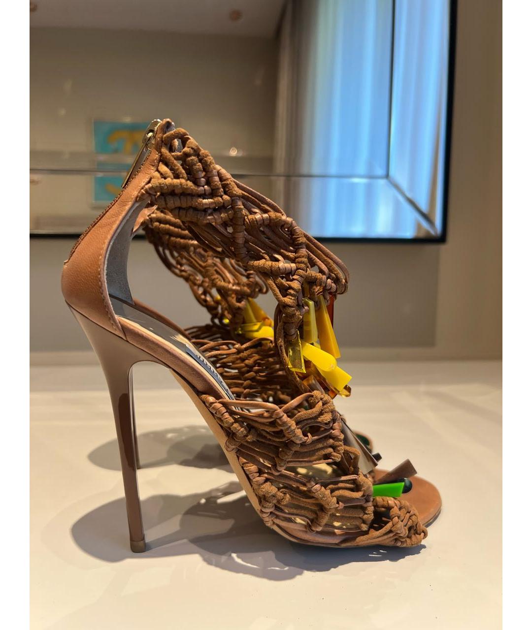JIMMY CHOO Коричневые кожаные босоножки, фото 5