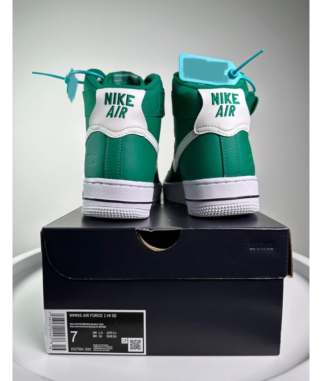 NIKE Зеленые кожаные высокие кроссовки / кеды, фото 4