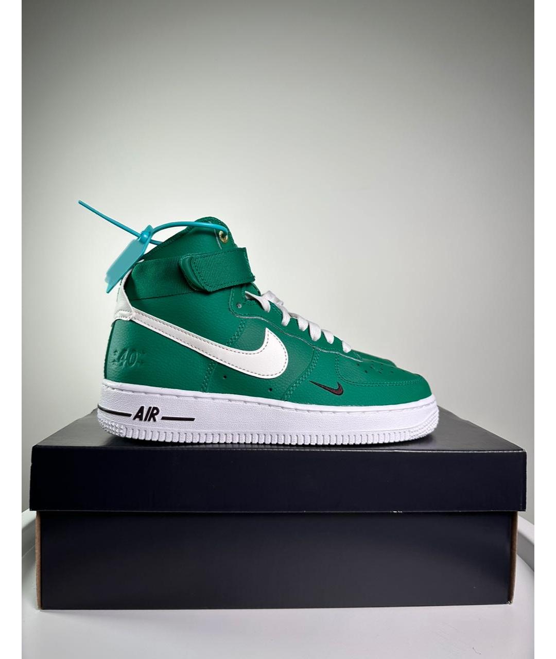 NIKE Зеленые кожаные высокие кроссовки / кеды, фото 7