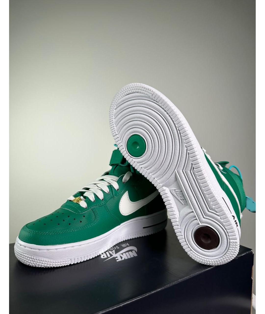 NIKE Зеленые кожаные высокие кроссовки / кеды, фото 5