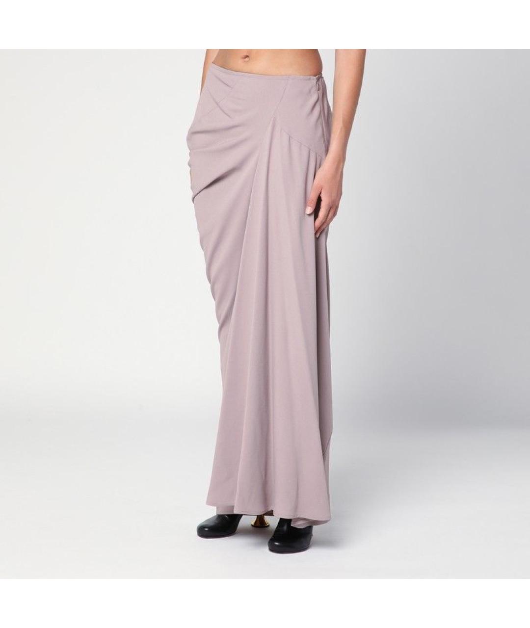 DRIES VAN NOTEN Розовая ацетатная юбка макси, фото 4