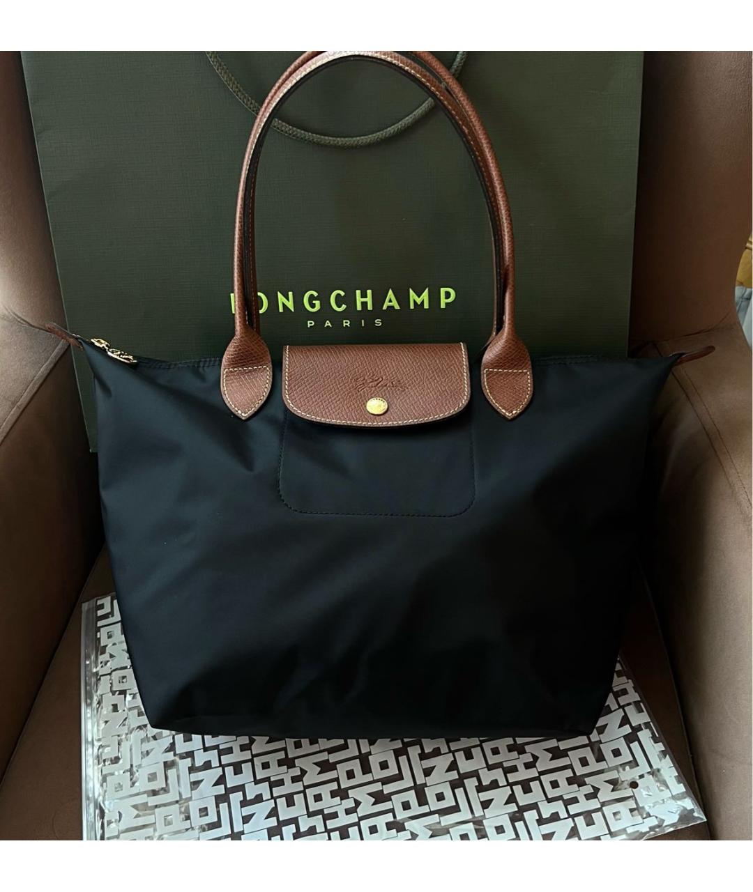 LONGCHAMP Черная сумка с короткими ручками, фото 7
