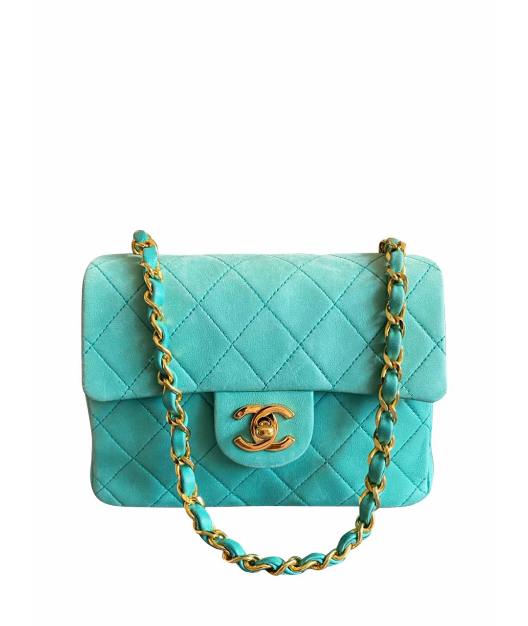 CHANEL Бирюзовая кожаная сумка через плечо, фото 1