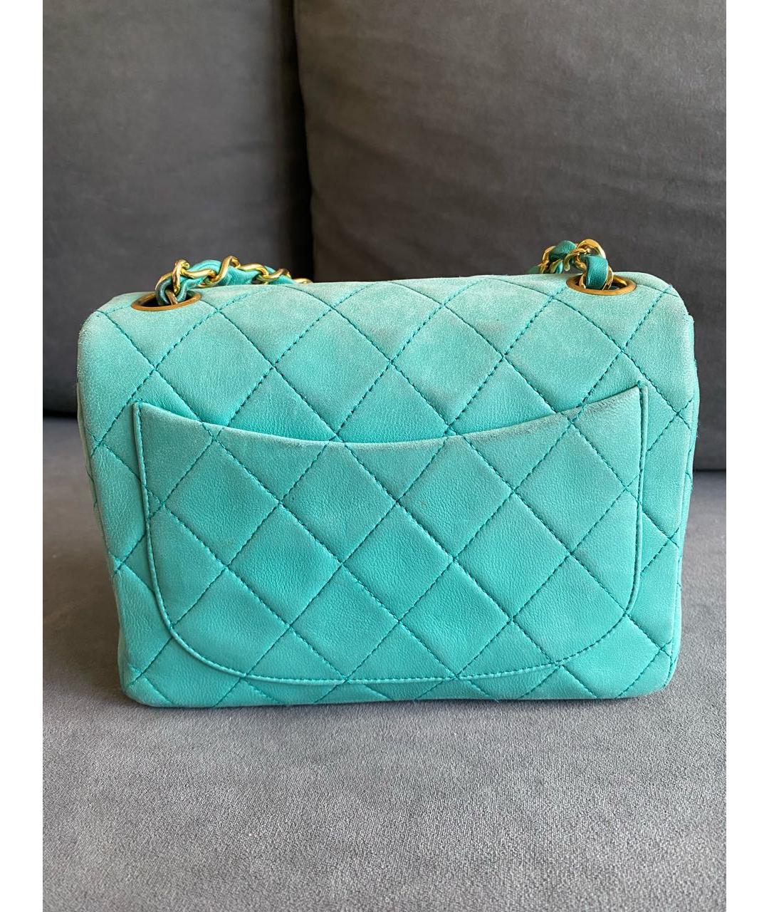 CHANEL Бирюзовая кожаная сумка через плечо, фото 3
