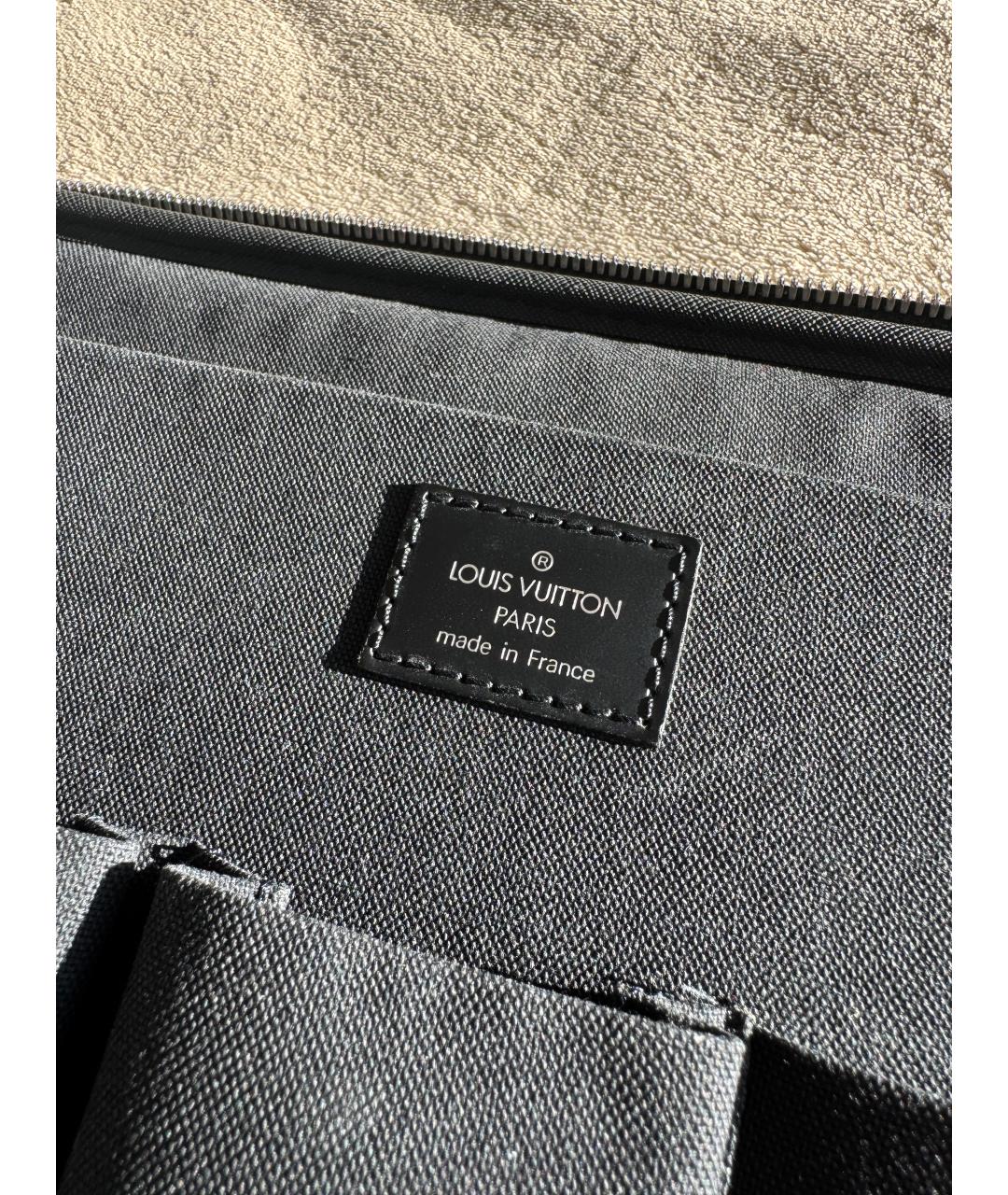 LOUIS VUITTON Антрацитовый кожаный портфель, фото 5