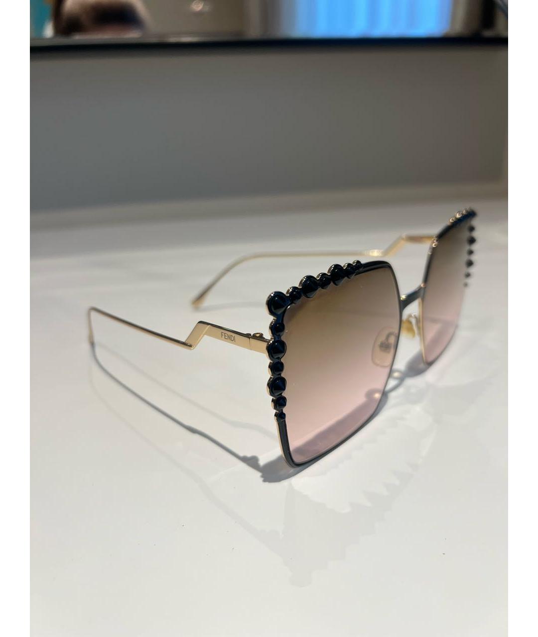FENDI Черные металлические солнцезащитные очки, фото 2