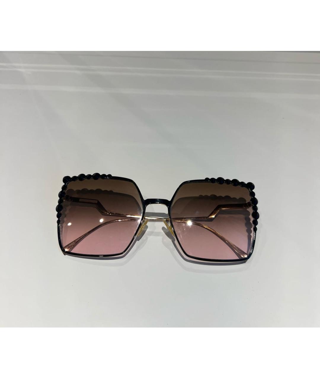 FENDI Черные металлические солнцезащитные очки, фото 5