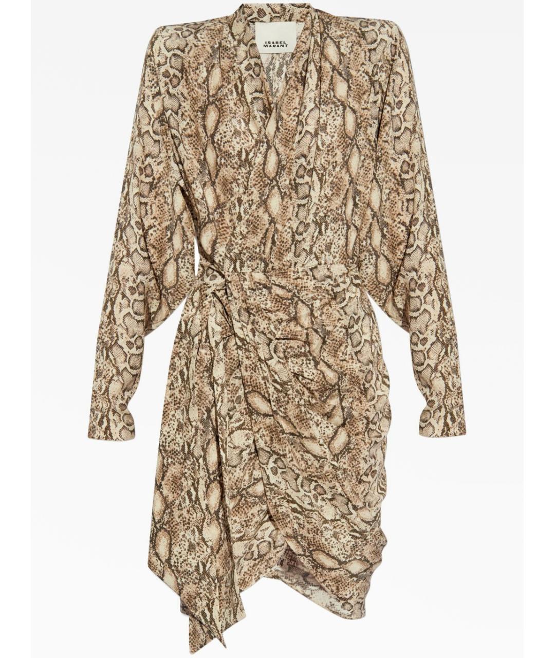 ISABEL MARANT Бежевое шелковое повседневное платье, фото 6