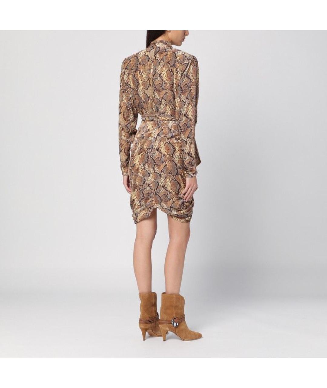 ISABEL MARANT Бежевое шелковое повседневное платье, фото 4
