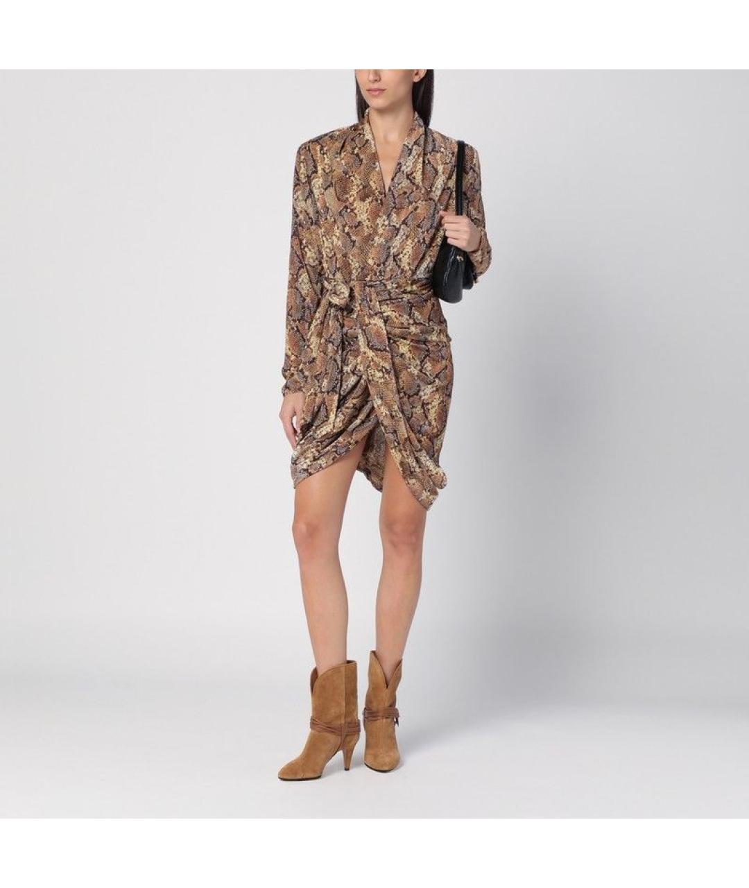 ISABEL MARANT Бежевое шелковое повседневное платье, фото 3