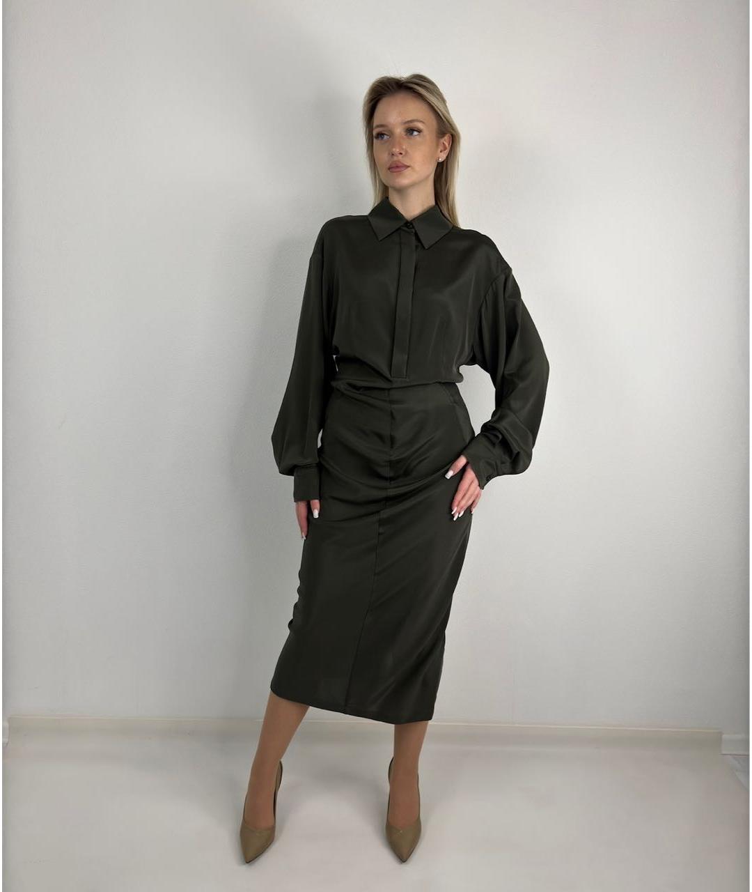 SPORTMAX Зеленые шелковое вечернее платье, фото 5