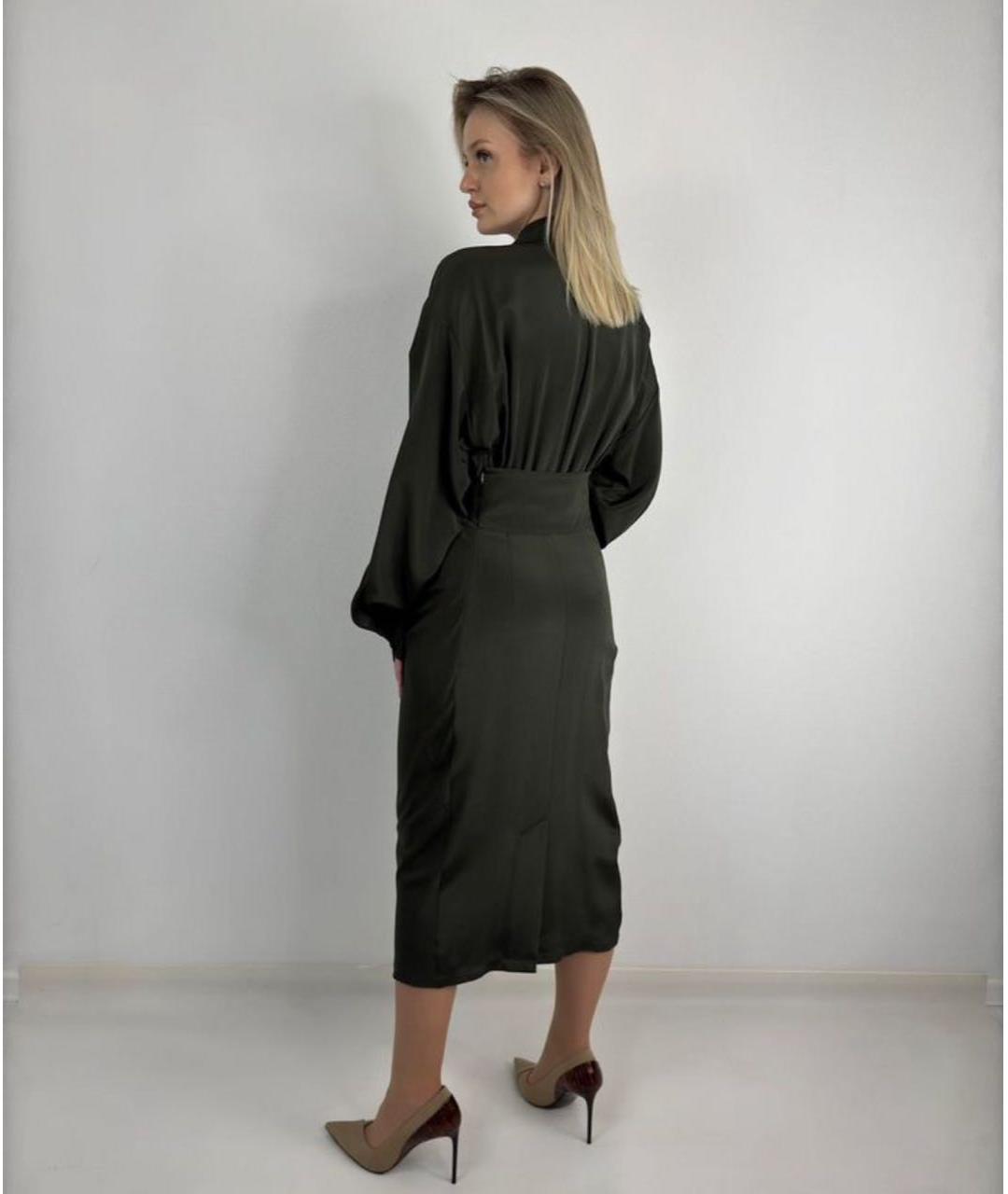 SPORTMAX Зеленые шелковое вечернее платье, фото 2