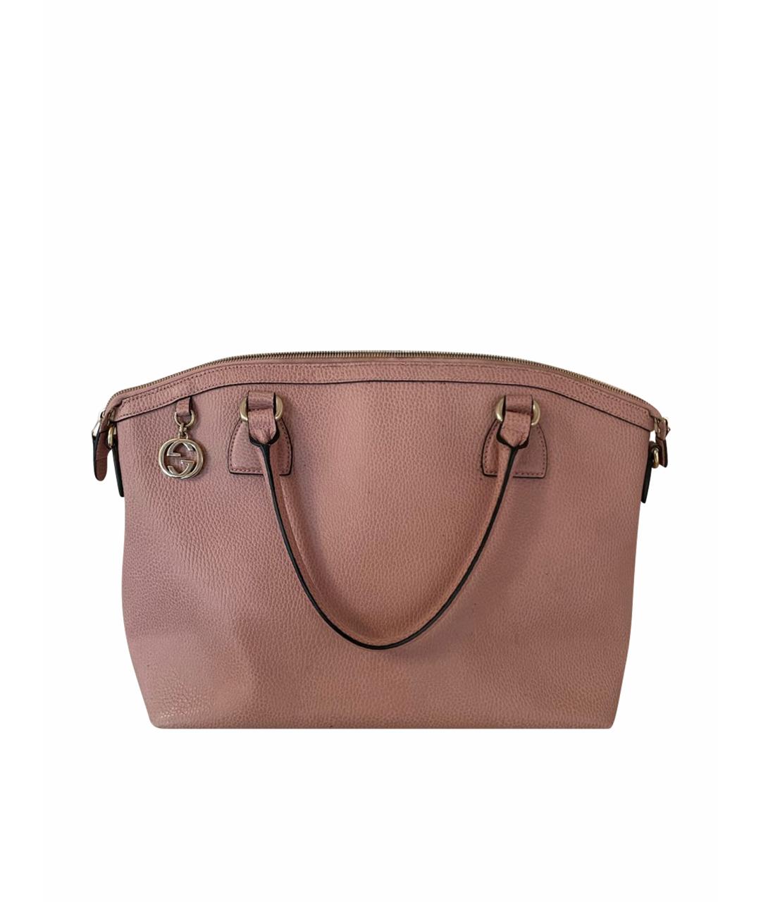 GUCCI Розовая кожаная сумка с короткими ручками, фото 1