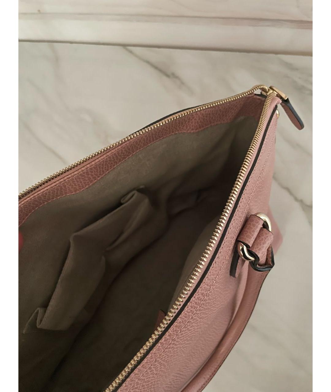 GUCCI Розовая кожаная сумка с короткими ручками, фото 3