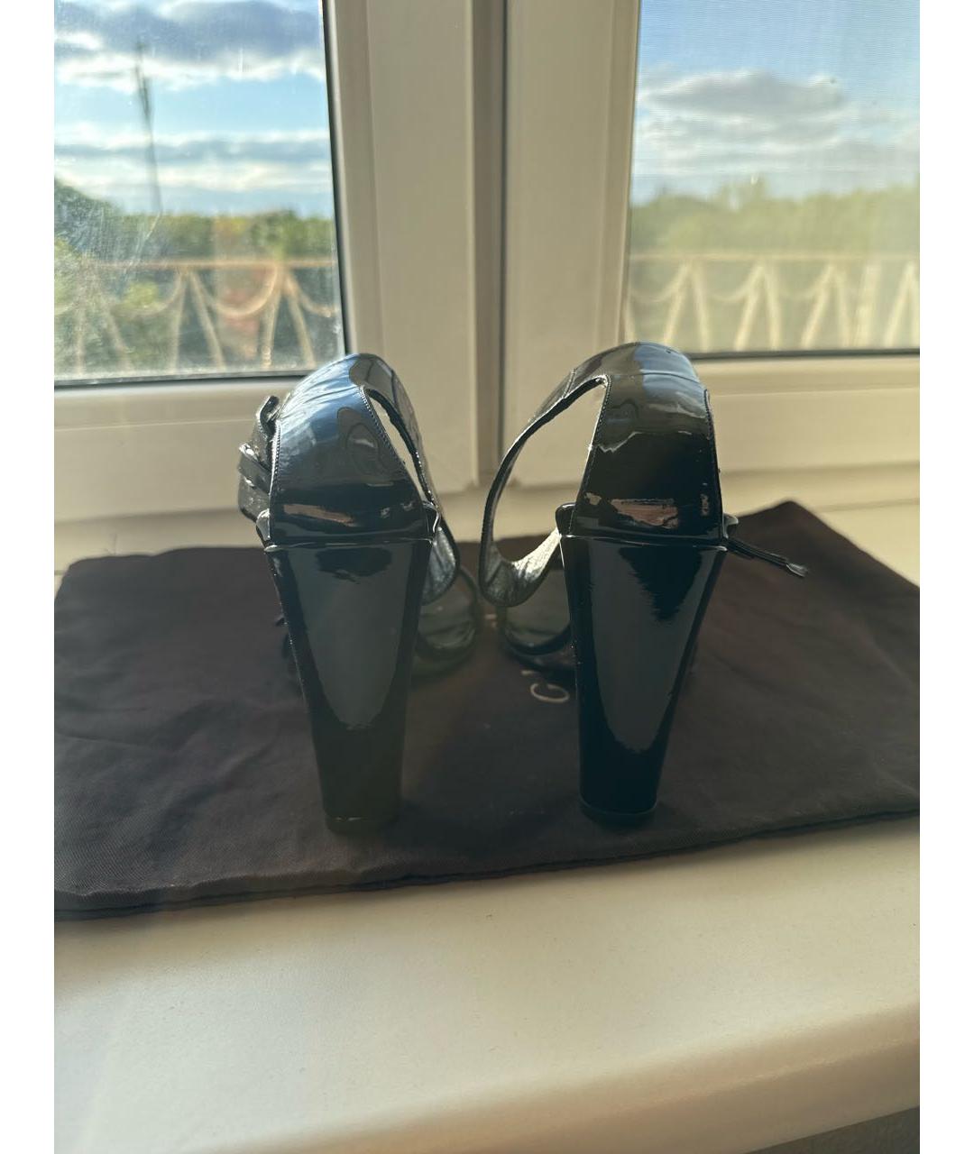 GUCCI Черные босоножки из лакированной кожи, фото 4