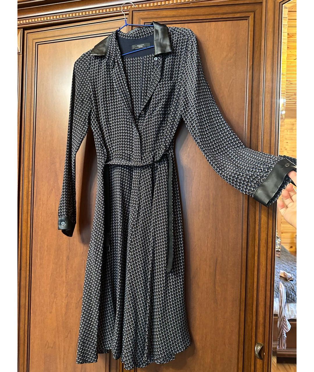 WEEKEND MAX MARA Темно-синее хлопковое повседневное платье, фото 6