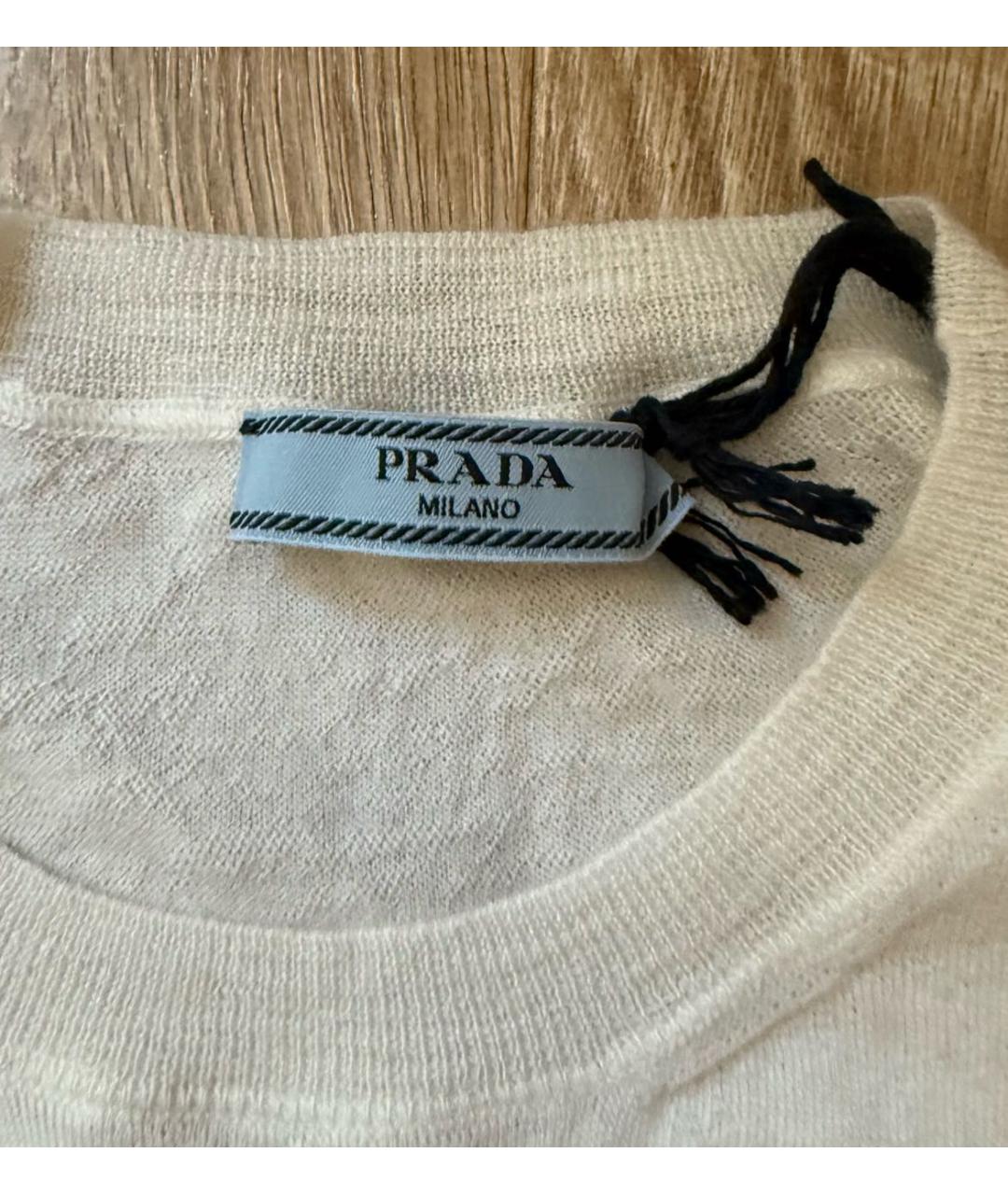 PRADA Белая кашемировая футболка, фото 3