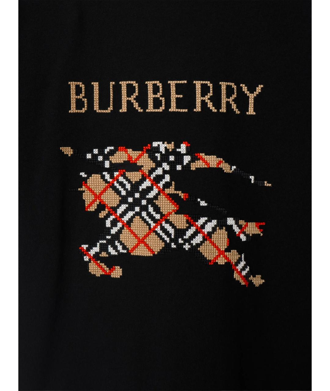 BURBERRY Черная хлопковая футболка, фото 4