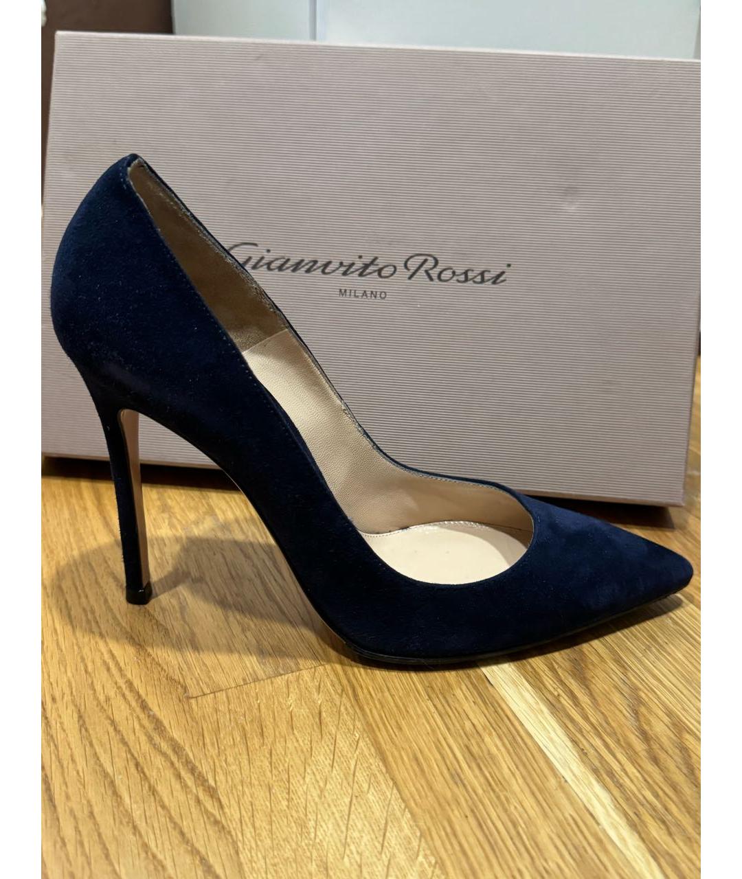 GIANVITO ROSSI Темно-синие замшевые туфли, фото 2