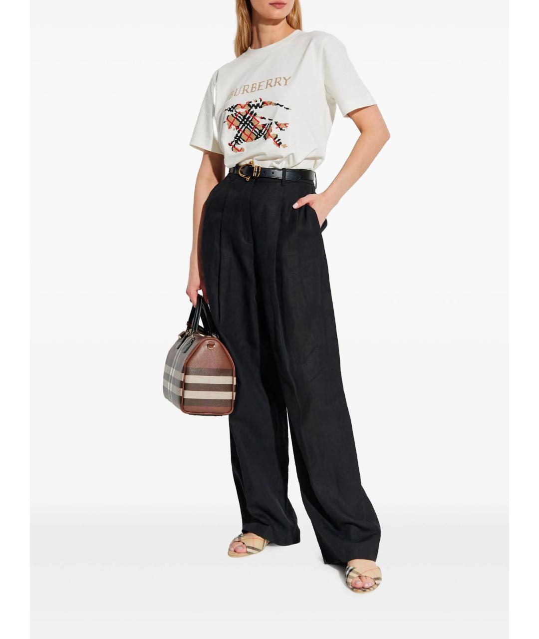 BURBERRY Белая хлопковая футболка, фото 2