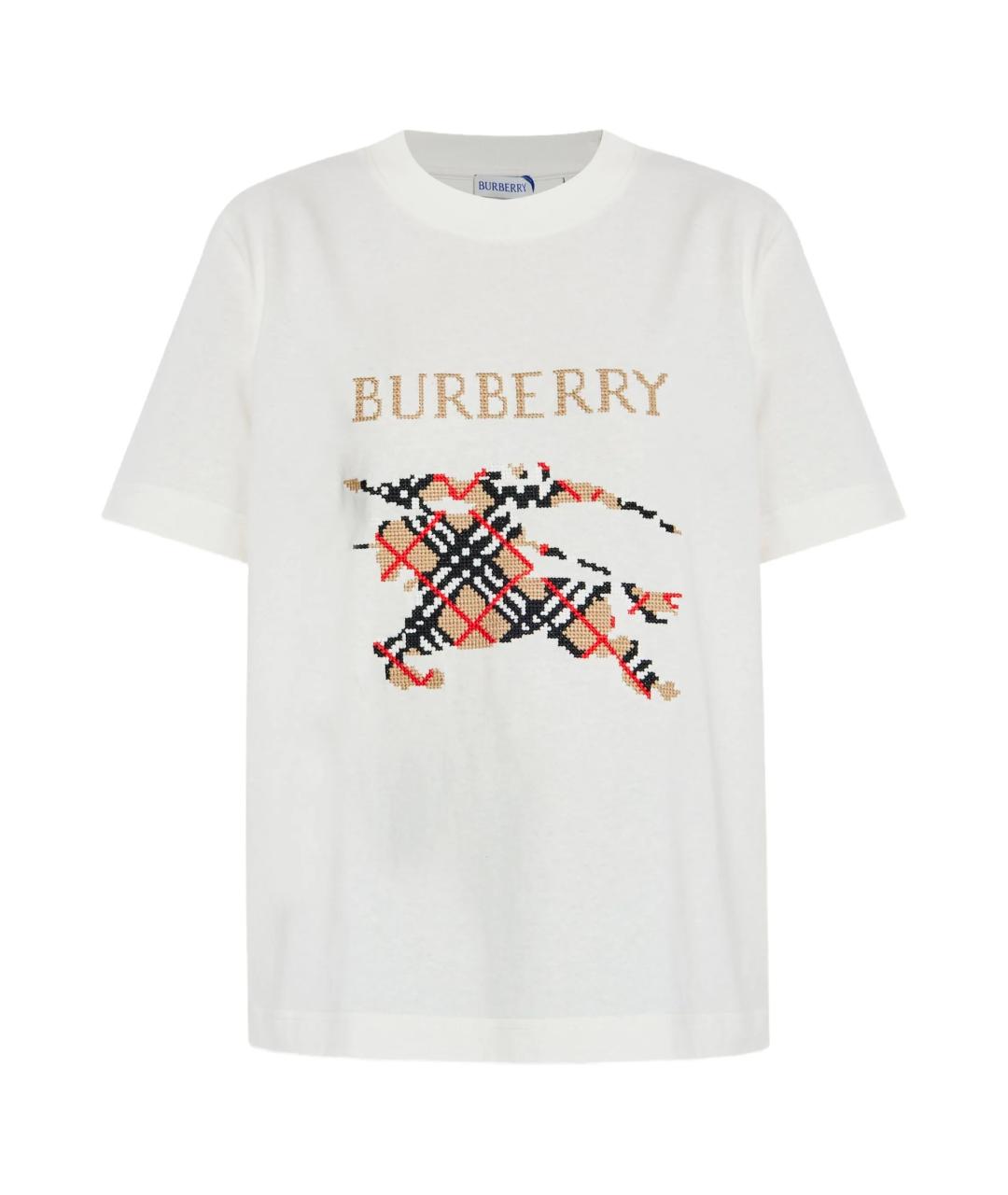 BURBERRY Белая хлопковая футболка, фото 1