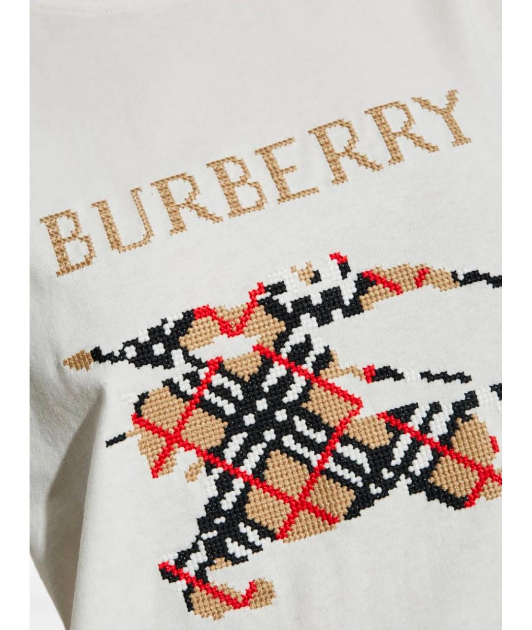 BURBERRY Белая хлопковая футболка, фото 5