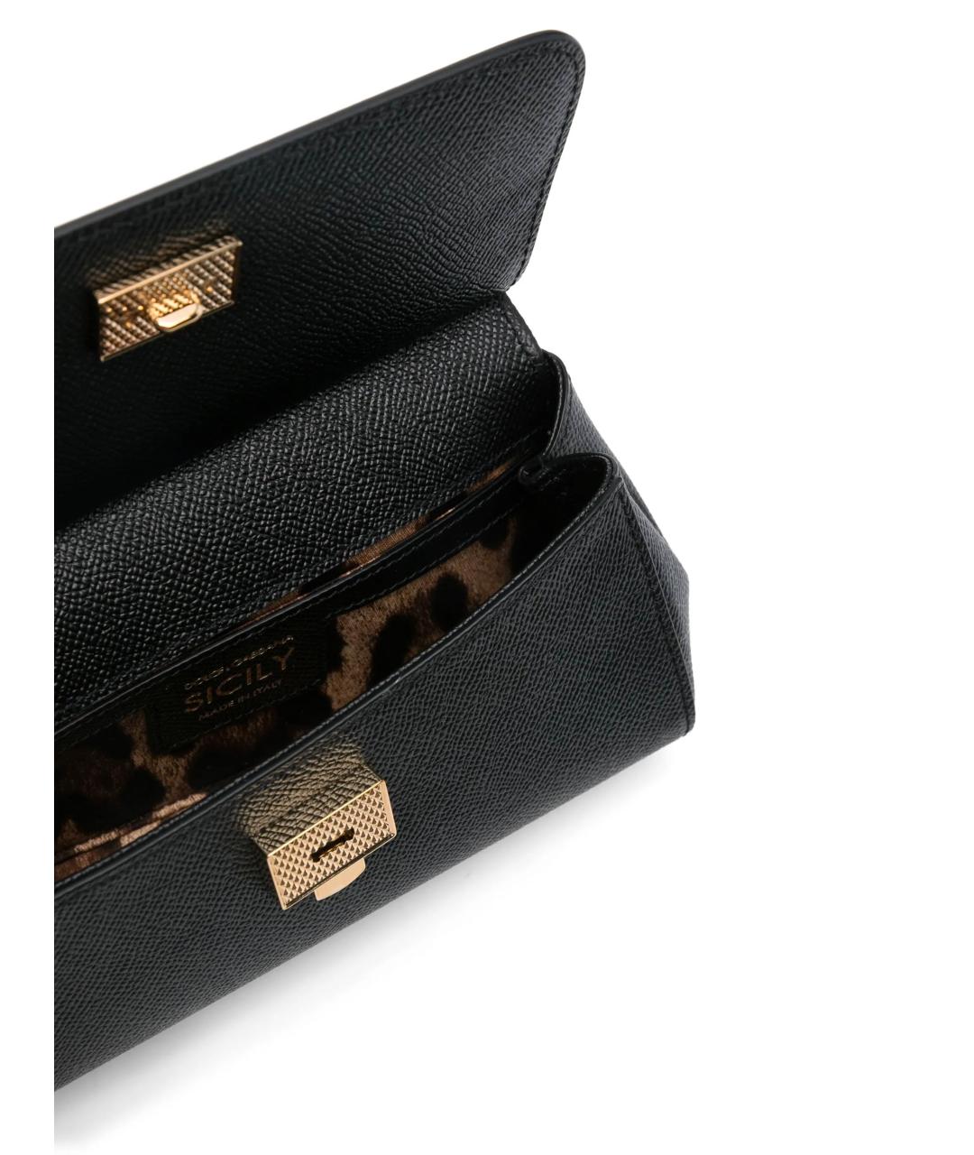 DOLCE&GABBANA Черная кожаная сумка с короткими ручками, фото 5
