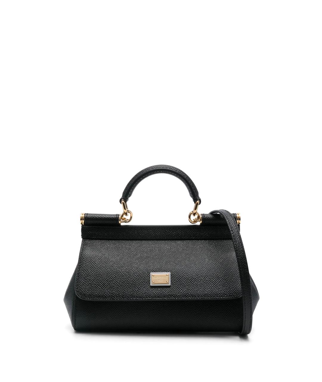 DOLCE&GABBANA Черная кожаная сумка с короткими ручками, фото 1