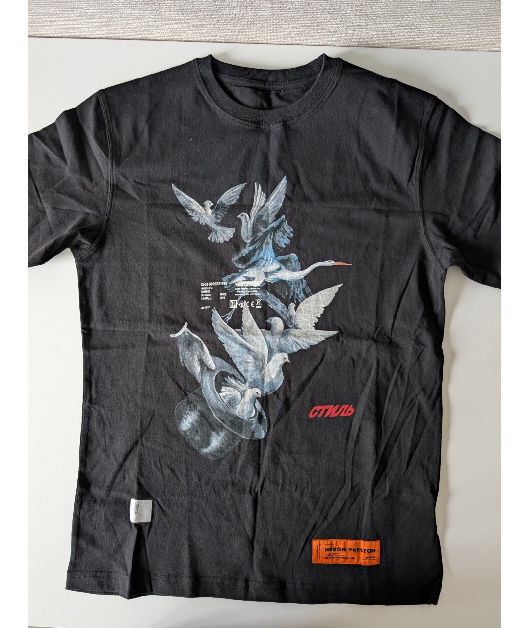 HERON PRESTON Черная хлопковая футболка, фото 2