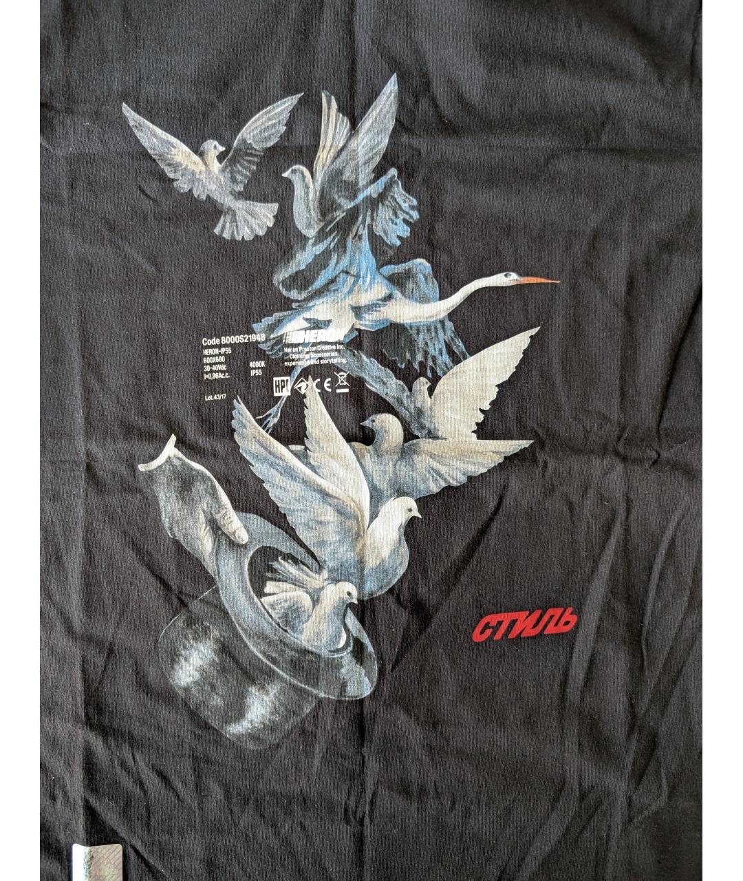 HERON PRESTON Черная хлопковая футболка, фото 4