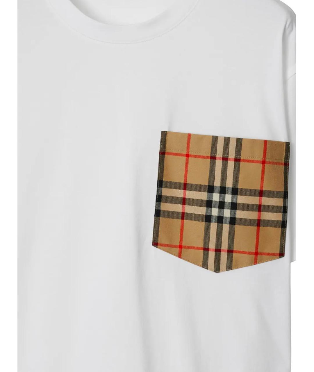 BURBERRY Белая хлопковая футболка, фото 5