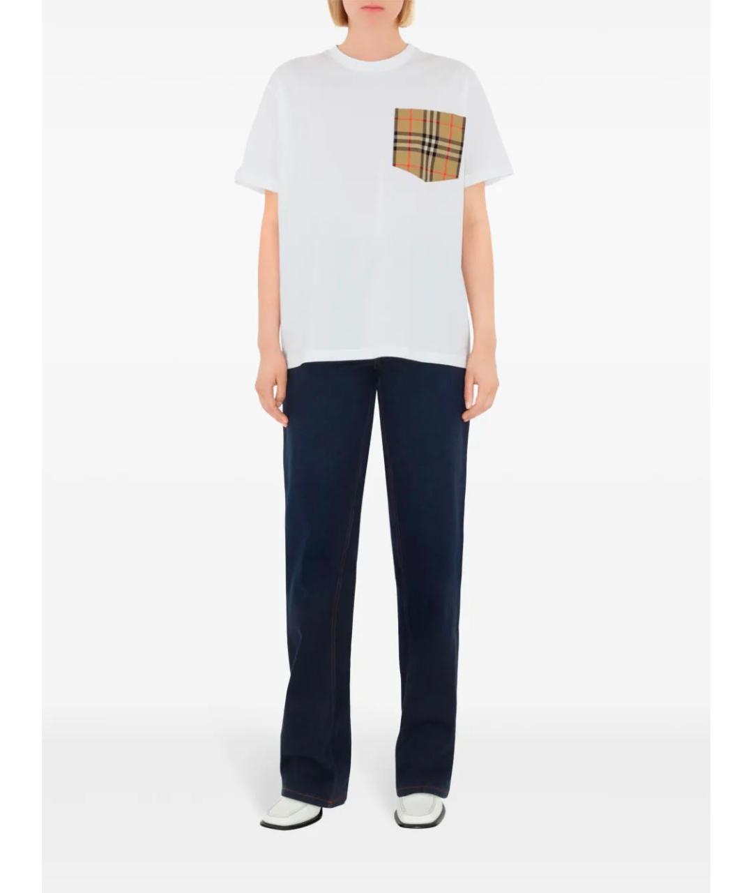 BURBERRY Белая хлопковая футболка, фото 2