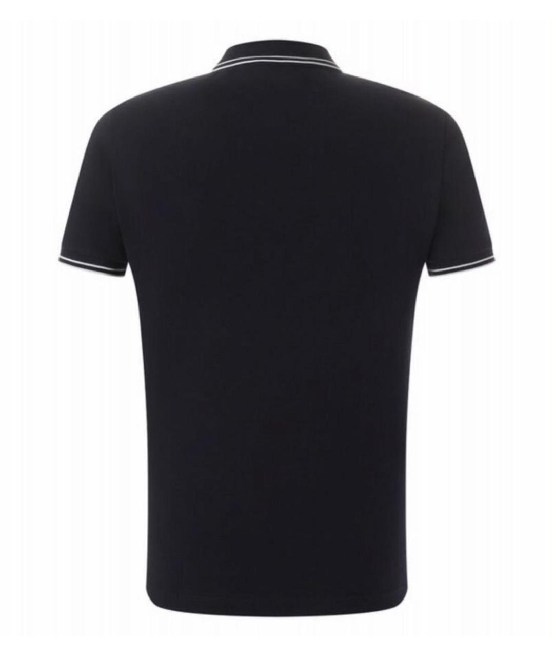 STONE ISLAND Черное хлопковое поло с коротким рукавом, фото 2