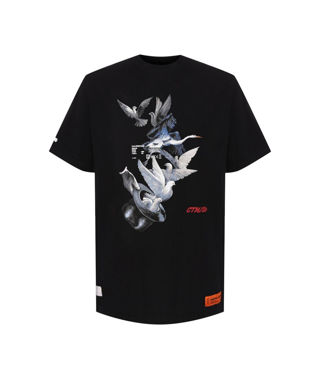 HERON PRESTON Черная хлопковая футболка, фото 10