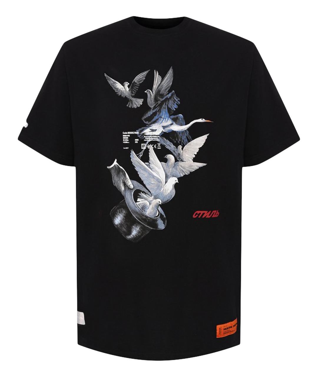 HERON PRESTON Черная хлопковая футболка, фото 1