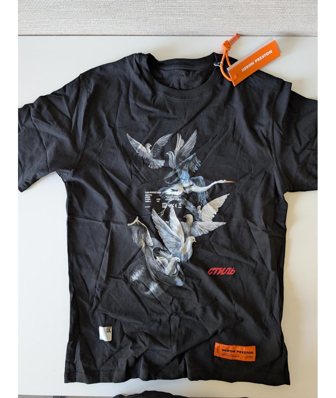 HERON PRESTON Черная хлопковая футболка, фото 2