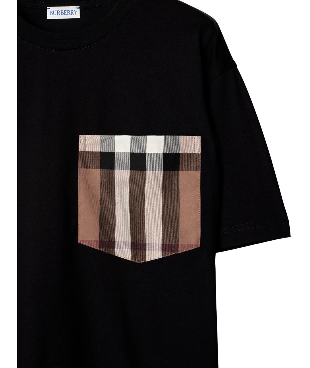 BURBERRY Черная хлопковая футболка, фото 6