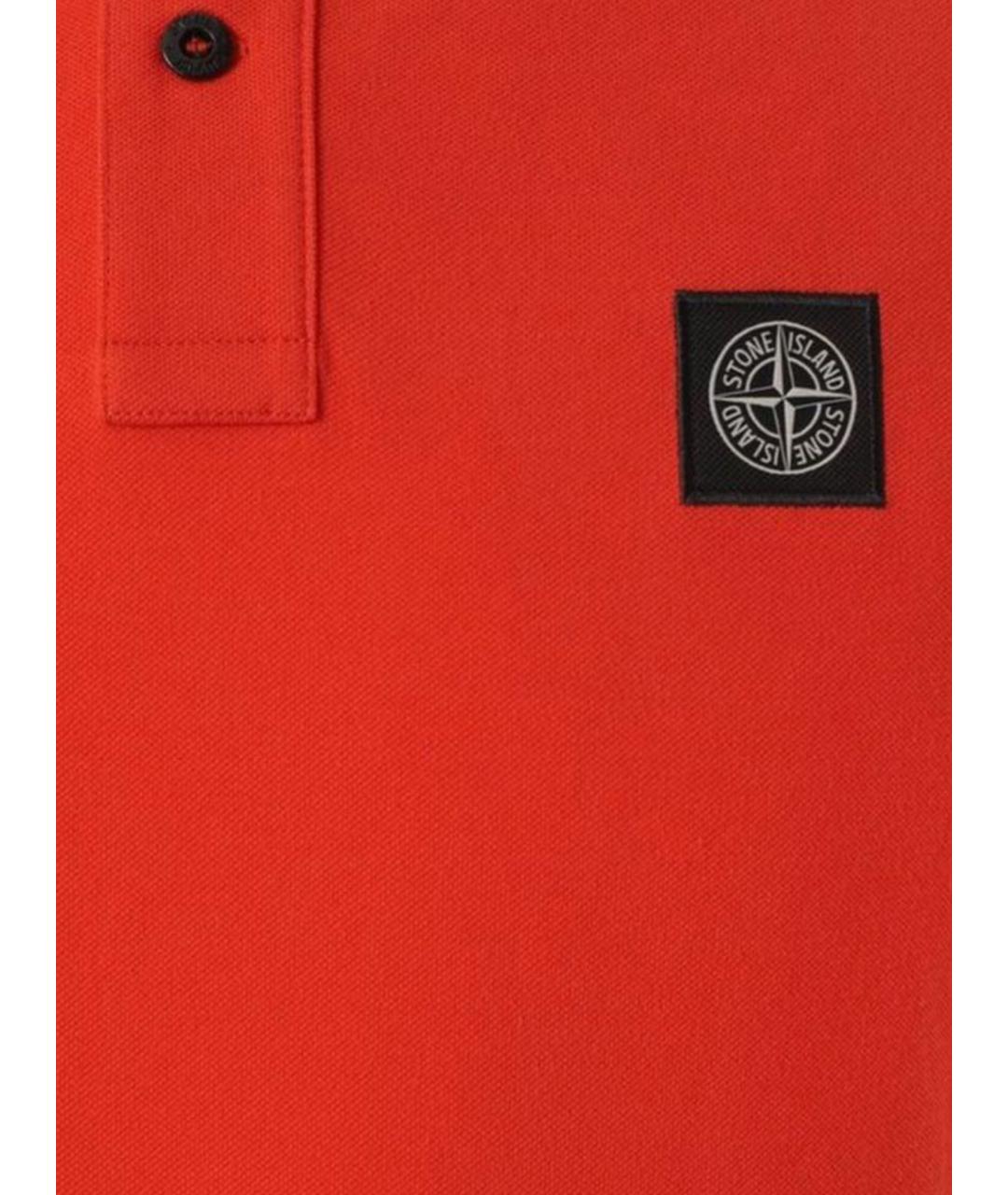 STONE ISLAND Коралловое хлопковое поло с коротким рукавом, фото 6