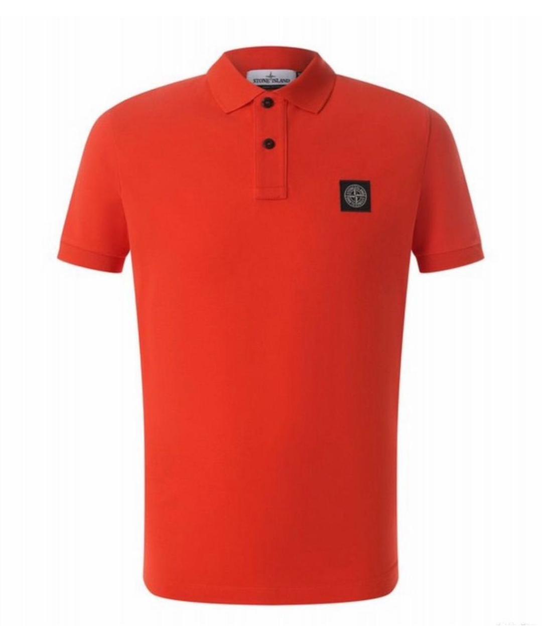 STONE ISLAND Коралловое хлопковое поло с коротким рукавом, фото 5