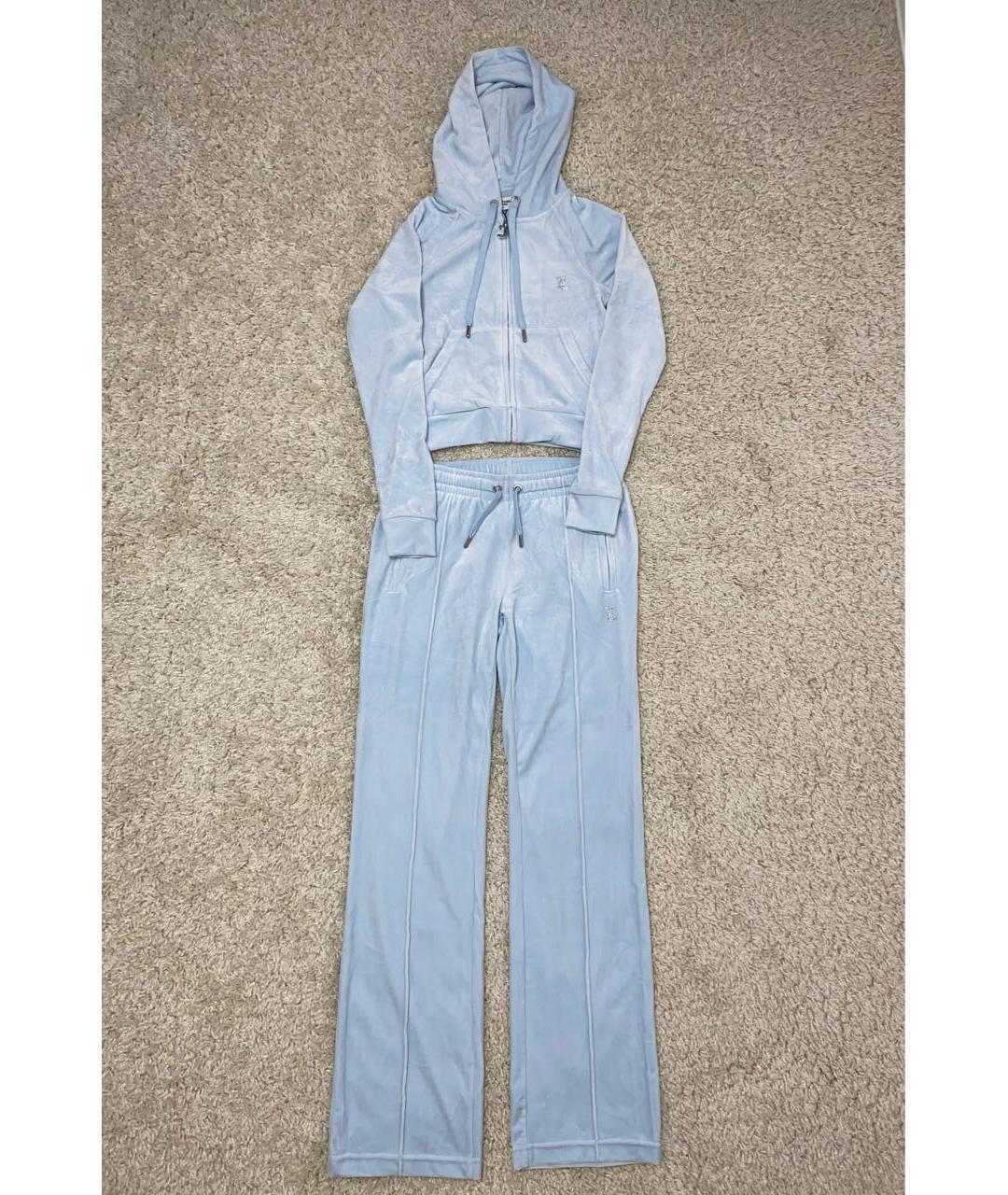 JUICY COUTURE Голубой велюровый спортивные костюмы, фото 9
