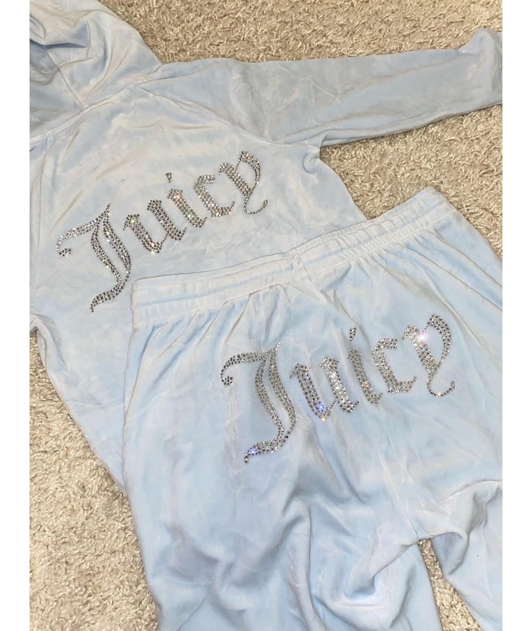 JUICY COUTURE Голубой велюровый спортивные костюмы, фото 3