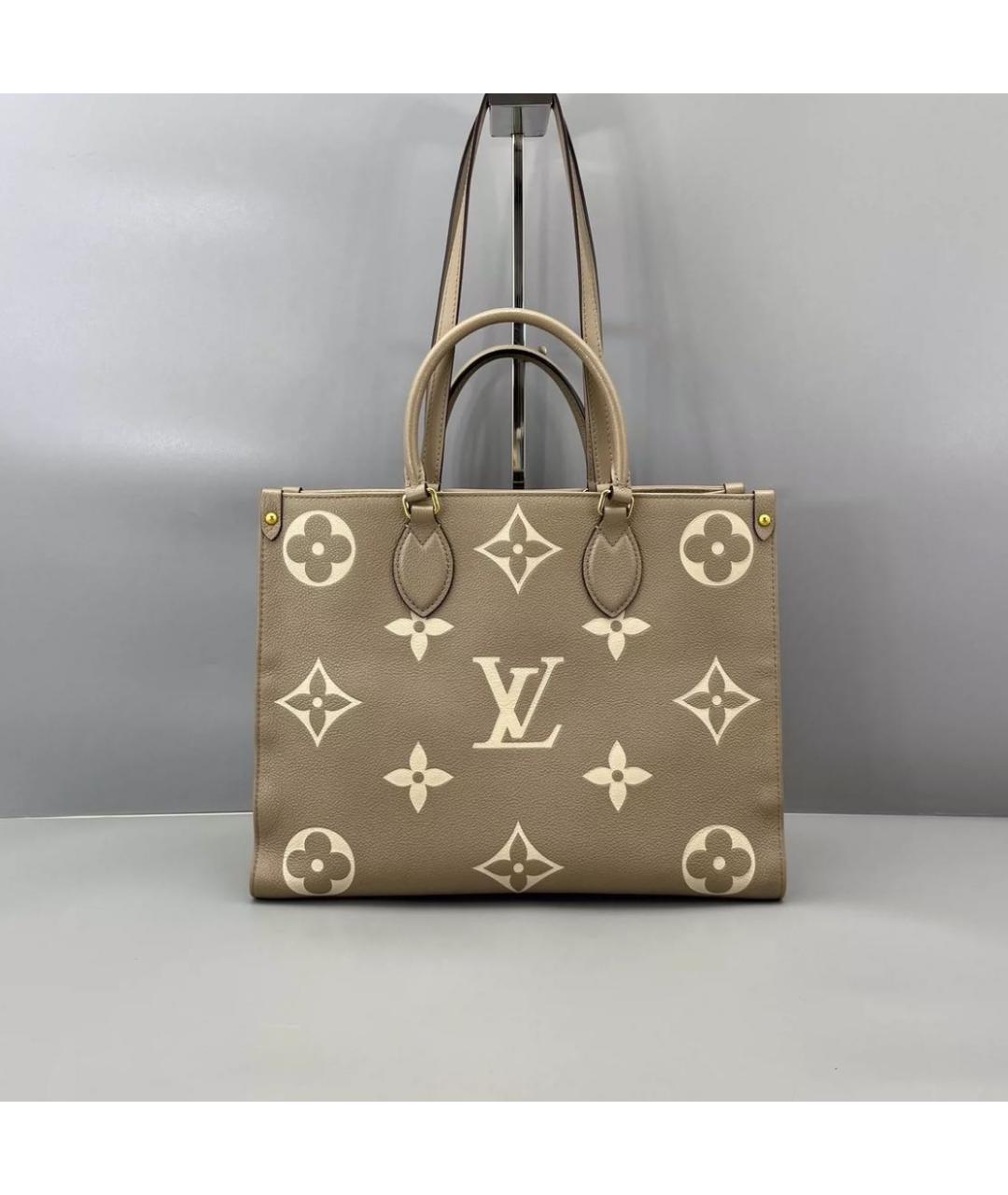 LOUIS VUITTON Бежевая кожаная сумка тоут, фото 2