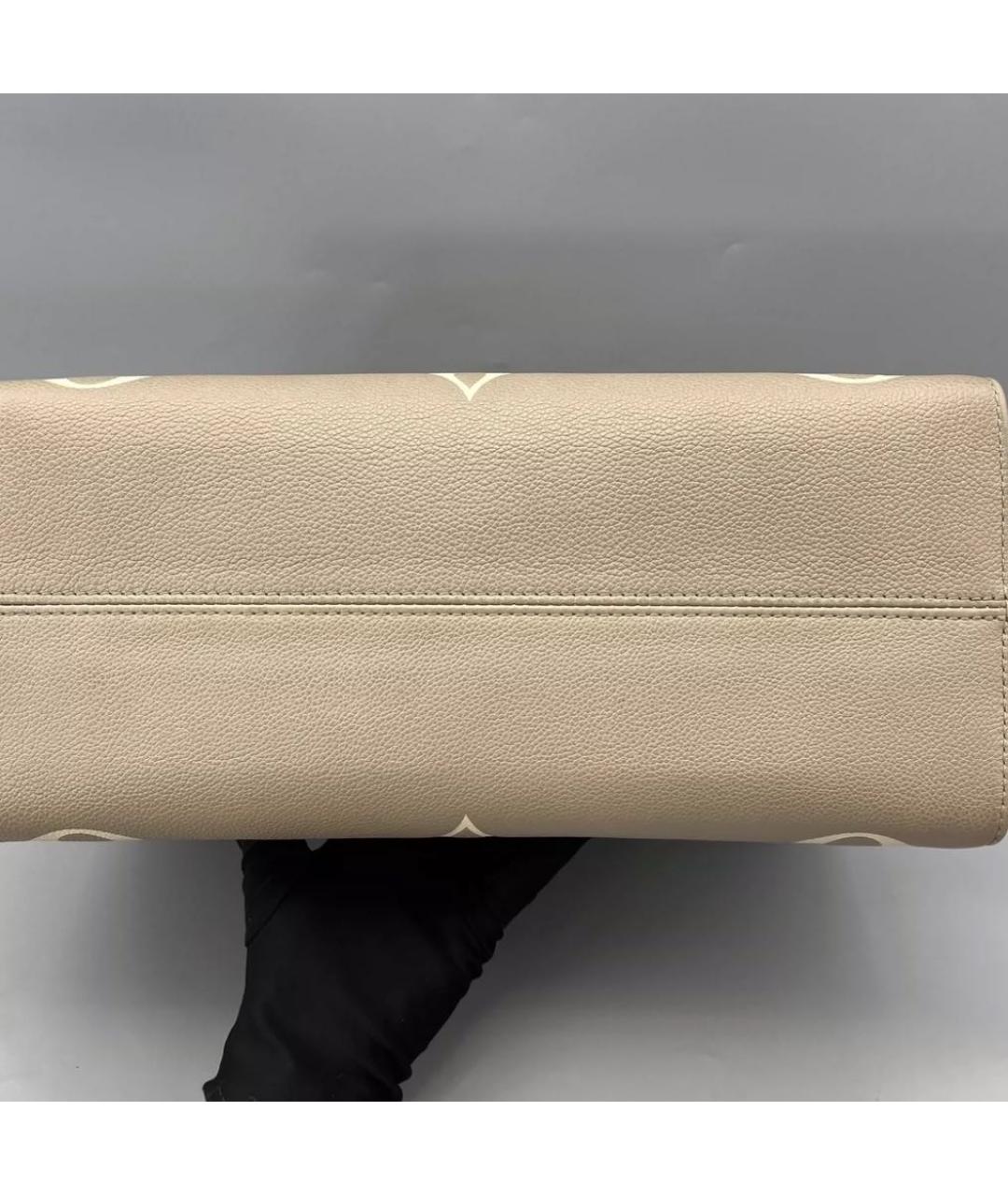 LOUIS VUITTON Бежевая кожаная сумка тоут, фото 5
