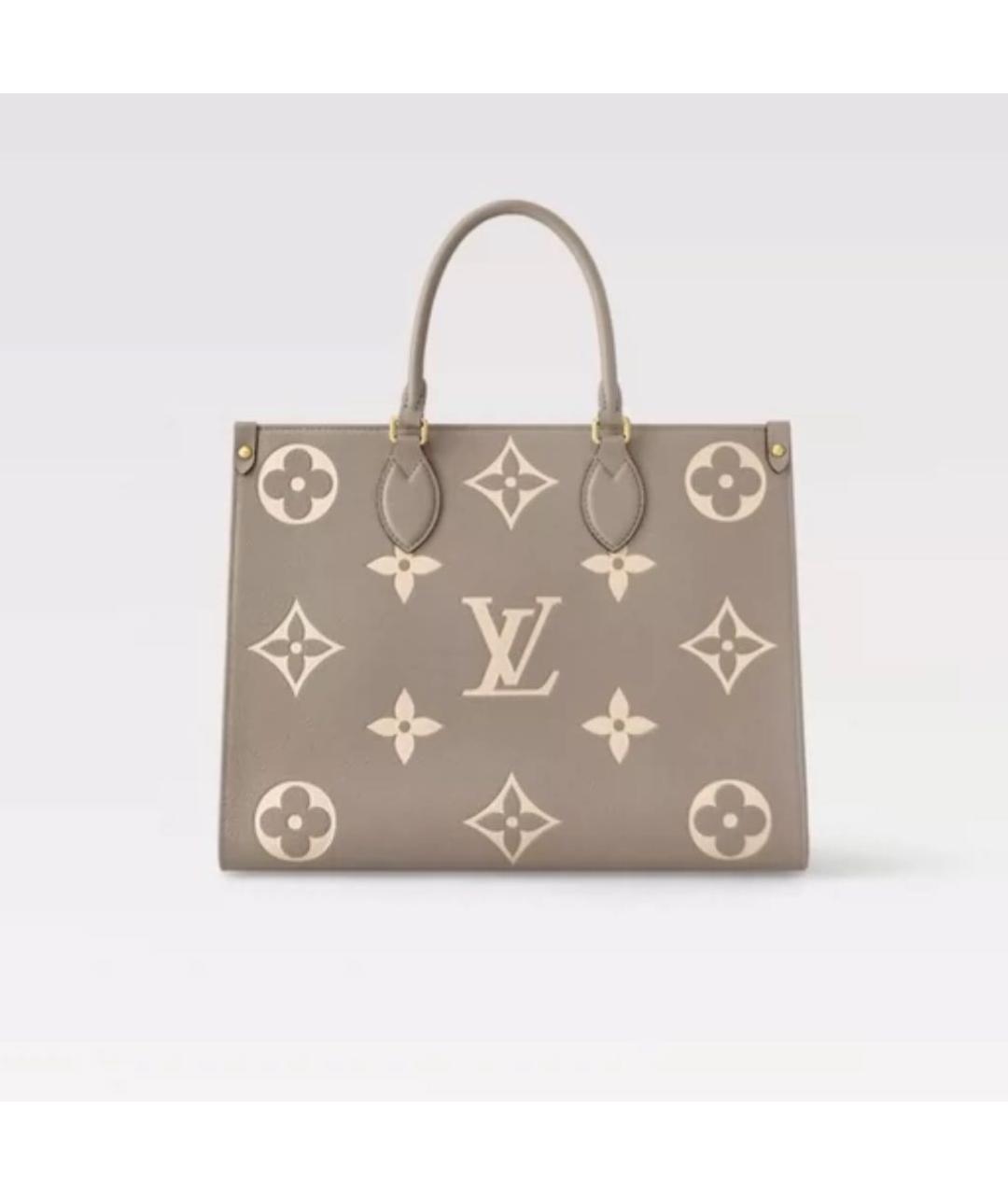 LOUIS VUITTON Бежевая кожаная сумка тоут, фото 6