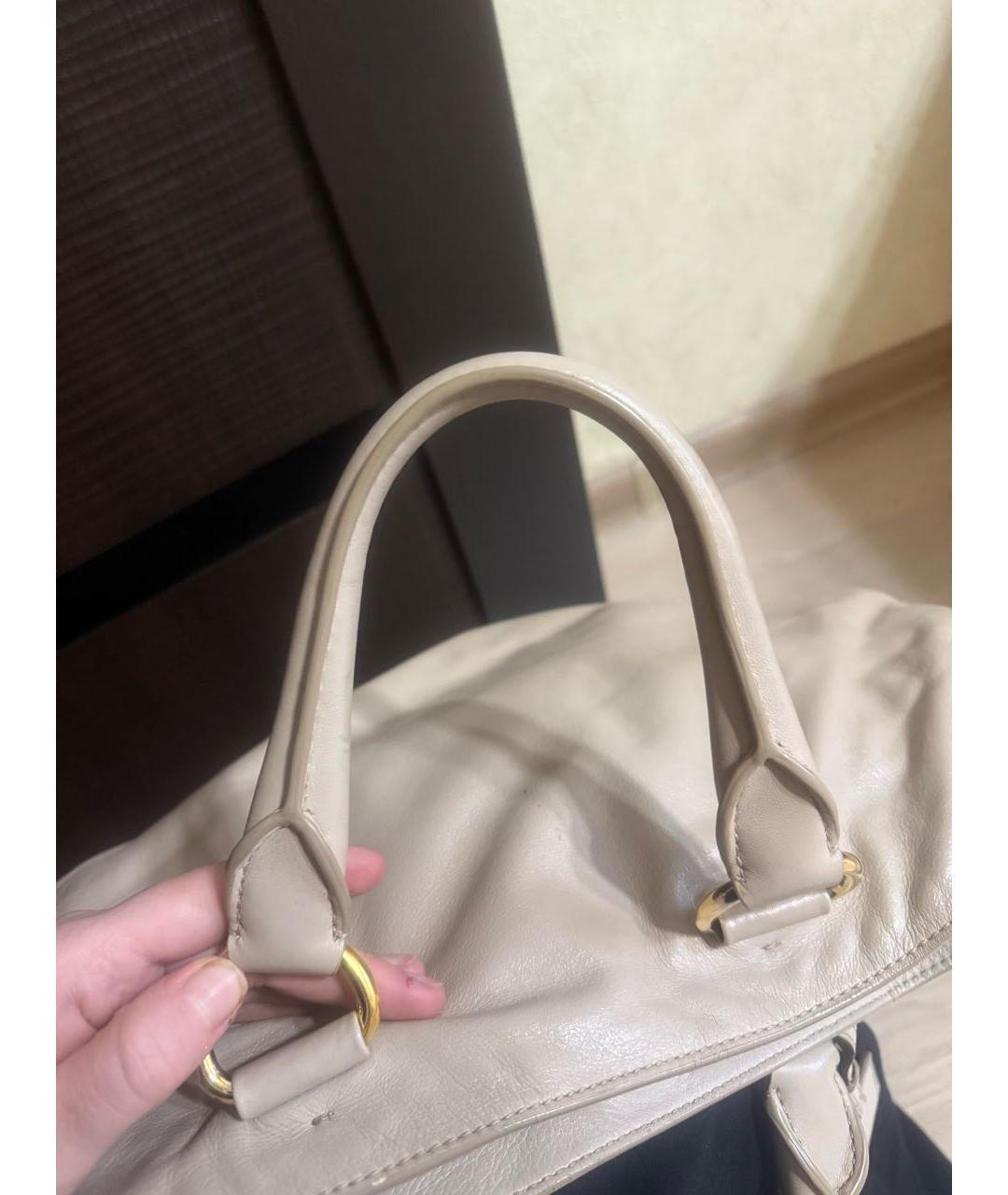 GUCCI Бежевая кожаная сумка с короткими ручками, фото 3