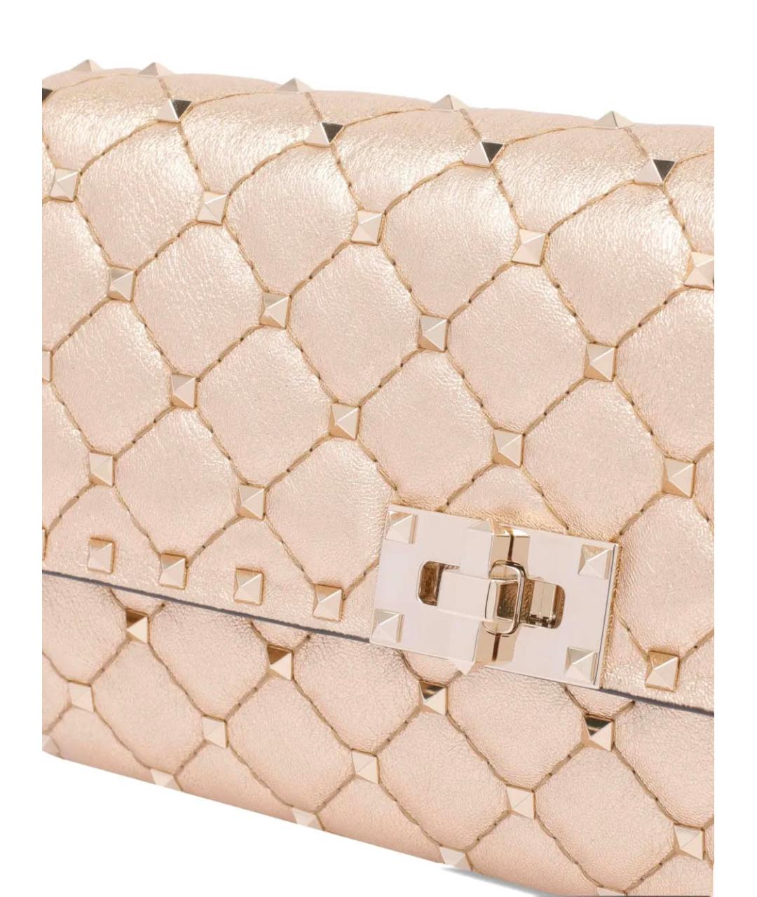 VALENTINO Золотая кожаная сумка через плечо, фото 4