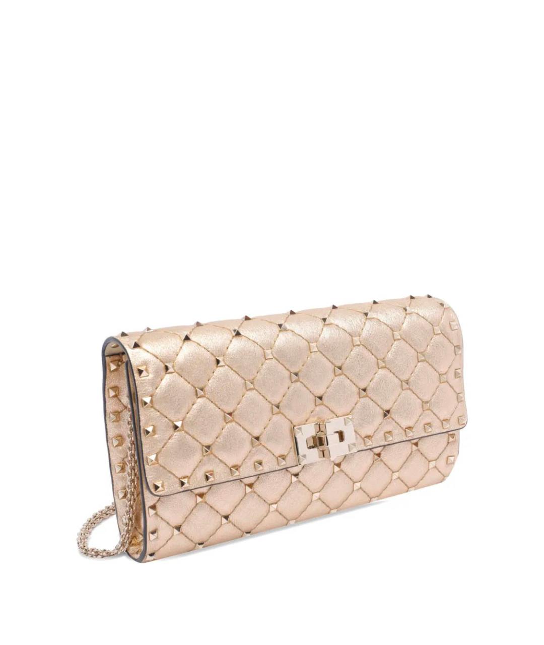 VALENTINO Золотая кожаная сумка через плечо, фото 3