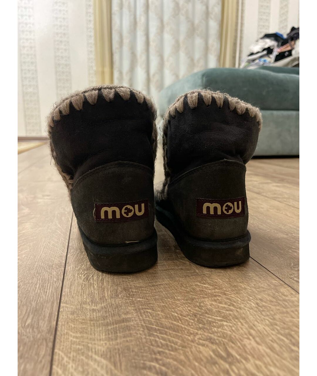 MOU Антрацитовые замшевые ботинки, фото 4