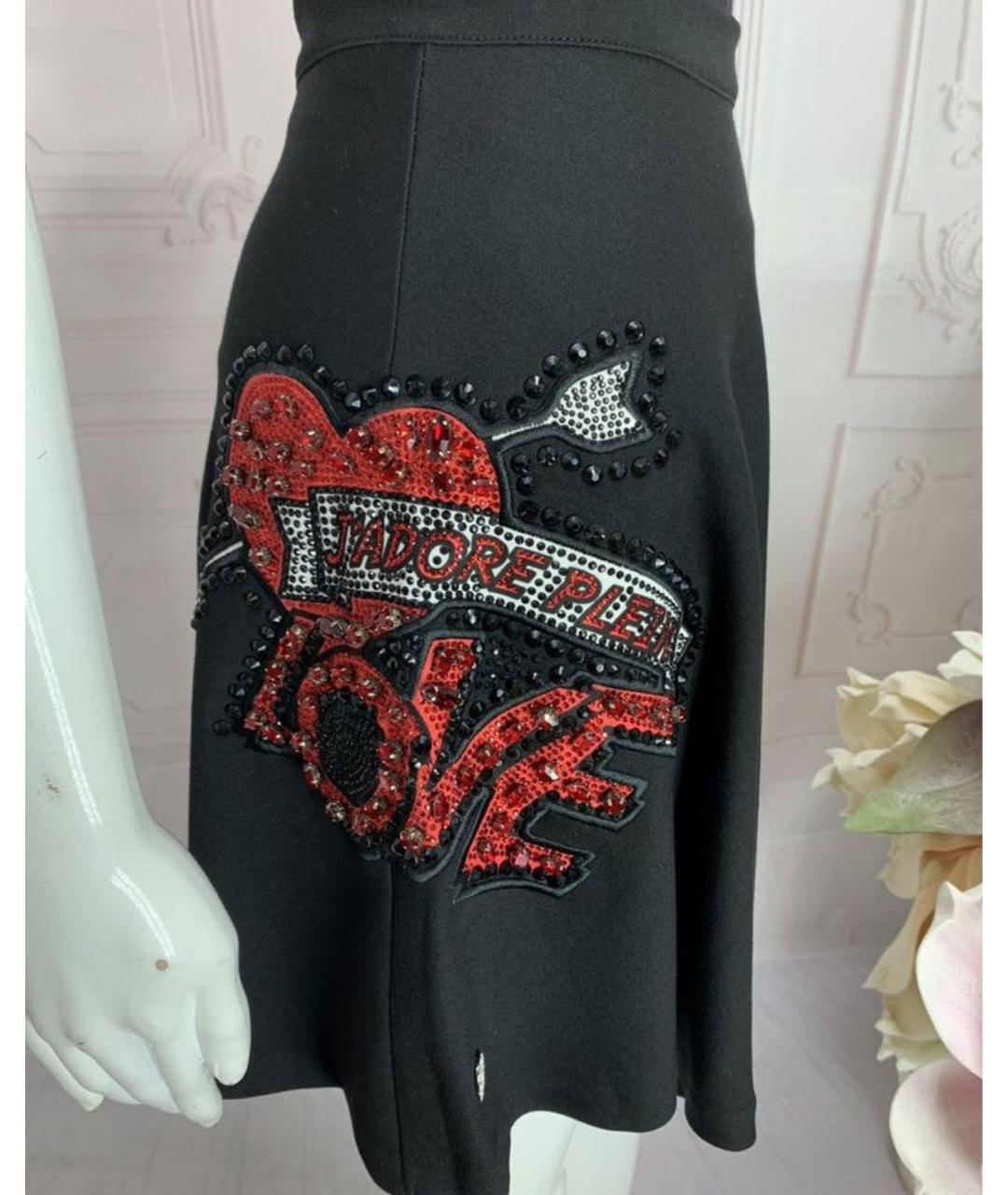 PHILIPP PLEIN Черная вискозная юбка мини, фото 6