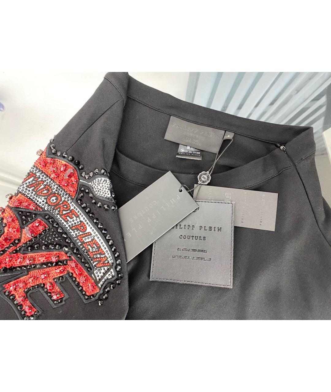 PHILIPP PLEIN Черная вискозная юбка мини, фото 3